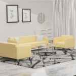 Mahmayi 2850 Two Seater Sofa in Sandal PU Leather with Loop Leg Design - Comfortable Lounge Seat for Living Room, Office, or Bedroom (2-Seater, Sandal, Loop Leg)
