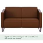 Mahmayi 2850 Two Seater Sofa in Dark Brown PU Leather with Loop Leg Design - Comfortable Lounge Seat for Living Room, Office, or Bedroom (2-Seater, Dark Brown, Loop Leg)