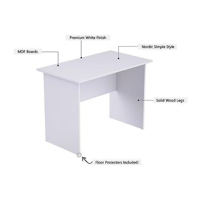 Study Writing Desk, MP1 140x80 Writing Table Without Drawers, Modern Home Office Desks for Student Study Laptop PC - White - Image 3
