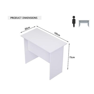 MP1 100x60 Writing Table Without Drawer - Oak (100CM without Drawer, White) - Image 4