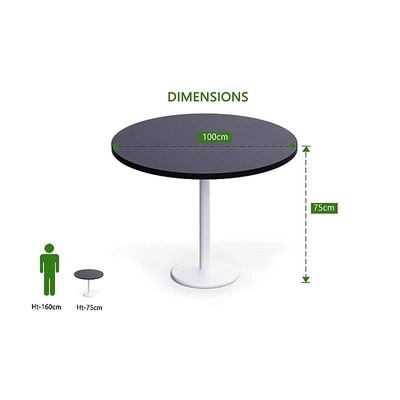 Rodo 500E Black Round Table with white round base - 100cm - Image 4