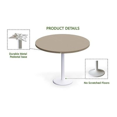 Rodo 500E Linen Round Table with white round base - 100cm - Image 2
