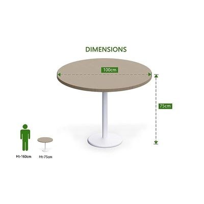 Rodo 500E Linen Round Table with white round base - 100cm - Image 4