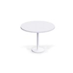 Rodo 500E White Round Table with Mel board and round base - 100cm