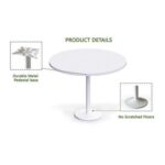 Rodo 500E White Round Table with Mel board and round base - 100cm