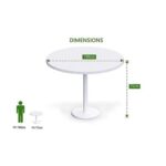 Rodo 500E White Round Table with Mel board and round base - 100cm