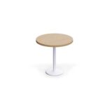 Rodo 500E Oak Round Table with white round base - 80cm