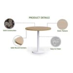 Rodo 500E Oak Round Table with white round base - 80cm