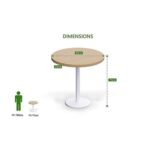 Rodo 500E Oak Round Table with white round base - 80cm