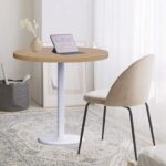 Rodo 500E Oak Round Table with white round base - 80cm