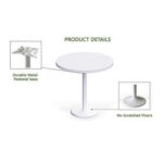 Rodo 500E White Round Table with Mel board and round base - 80cm