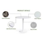Rodo 500E White Round Table with Mel board and round base - 80cm