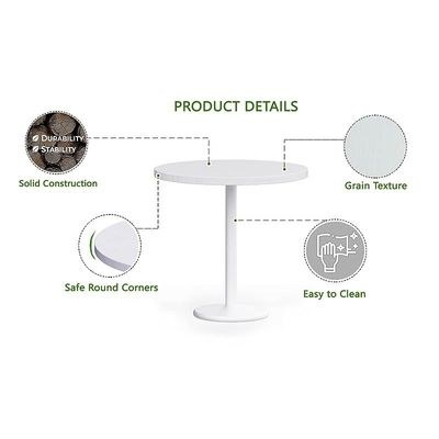 Rodo 500E White Round Table with Mel board and round base - 80cm - Image 3