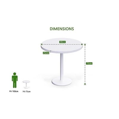 Rodo 500E White Round Table with Mel board and round base - 80cm - Image 5