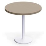 Rodo 500E Linen Round Table with white round base - 80cm