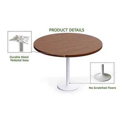 Rodo 500E Linen Dark Walnut Table with white round base - 120cm - Image 2