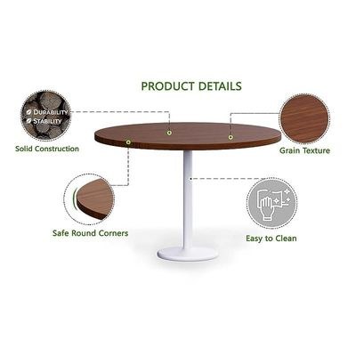Rodo 500E Linen Dark Walnut Table with white round base - 120cm - Image 3