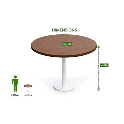 Rodo 500E Linen Dark Walnut Table with white round base - 120cm - Image 4
