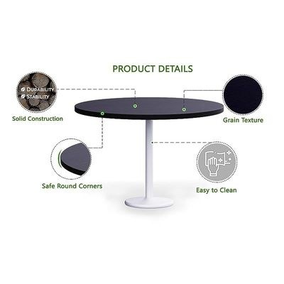 Rodo 500E Black Round Table with white round base - 120cm - Image 3