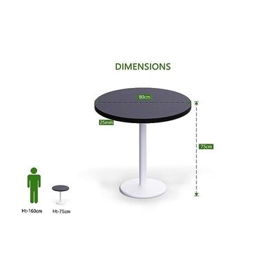 Rodo 500E Black Round Table with white round base - 80cm - Image 4