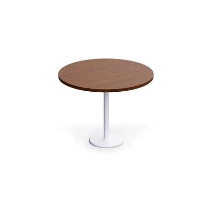 Rodo 500E Linen Dark Walnut Table with white round base - 100cm