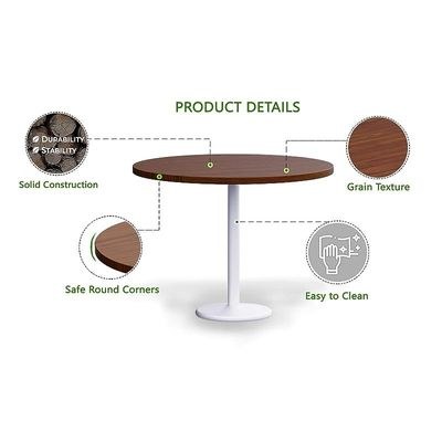 Rodo 500E Linen Dark Walnut Table with white round base - 100cm - Image 3