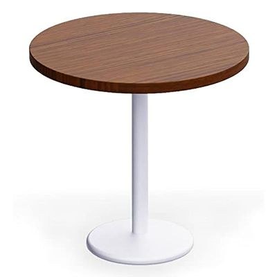 Rodo 500E Linen Dark Walnut Table with white round base - 80cm