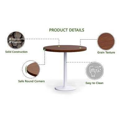 Rodo 500E Linen Dark Walnut Table with white round base - 80cm - Image 3