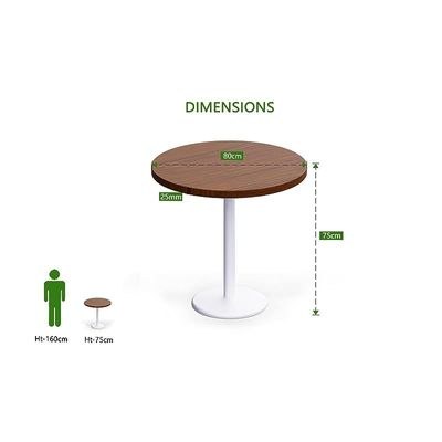 Rodo 500E Linen Dark Walnut Table with white round base - 80cm - Image 4
