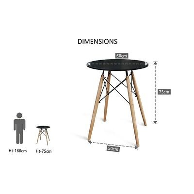 TJ HYT08 60DIA 60cm Round Pantry Table with Quad wooden Leg base - Black - Image 4