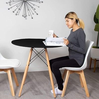 TJ HYT08 60DIA 60cm Round Pantry Table with Quad wooden Leg base - Black - Image 5