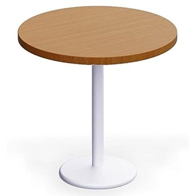 Rodo 500E Light Walnut Round Table with white round base - 80cm