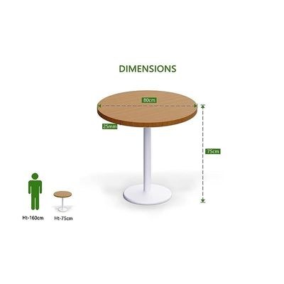 Rodo 500E Light Walnut Round Table with white round base - 80cm - Image 4