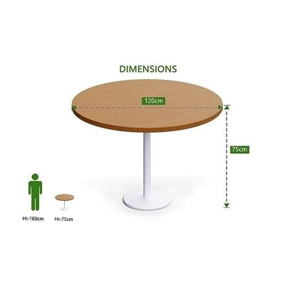 Rodo 500E Light Walnut Round Table with white round base - 120cm - Image 4