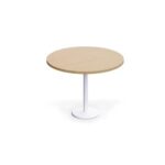 Rodo 500E Oak Round Table with white round base - 100cm