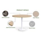 Rodo 500E Oak Round Table with white round base - 100cm