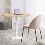 Rodo 500E Oak Round Table with white round base - 100cm