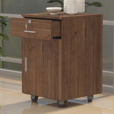 1D1D Pedestal Mobile Drawers,1 Drawer Rolling File Cabinet with Lock, Mobile File Storage Organizer_Brown - Image 2