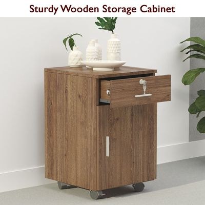 1D1D Pedestal Mobile Drawers,1 Drawer Rolling File Cabinet with Lock, Mobile File Storage Organizer_Brown - Image 4