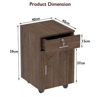 1D1D Pedestal Mobile Drawers,1 Drawer Rolling File Cabinet with Lock, Mobile File Storage Organizer_Brown - Image 5