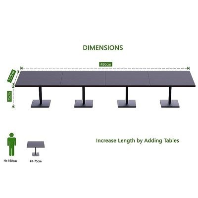 Ristoran 500X500E-480 16 seater Square Base Cafe-Dining-Meeting Table Black - Image 4
