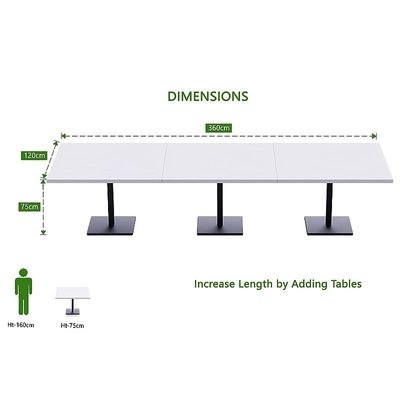Ristoran 500X500E-360 12 seater Square Base Cafe-Dining-Meeting Table White - Image 4