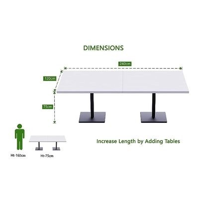 Ristoran 500X500E-240 8 seater Square Base Cafe-Dining-Meeting Table White - Image 4