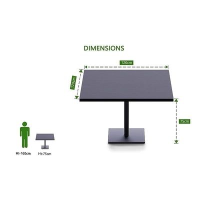 Ristoran 500X500E-120 4 seater Square Base Cafe-Dining-Meeting Table Black - Image 4