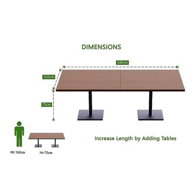 Ristoran 500X500E-240 8 seater Square Base Cafe-Dining-Meeting Table Dark Walnut - Image 4