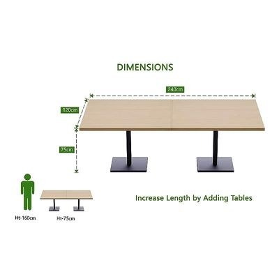 Ristoran 500X500E-240 8 seater Square Base Cafe-Dining-Meeting Table Oak - Image 4