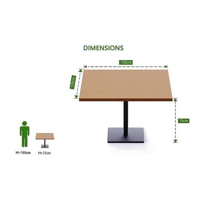 Ristoran 500X500E-120 4 seater Square Base Cafe-Dining-Meeting Table Light Walnut - Image 4