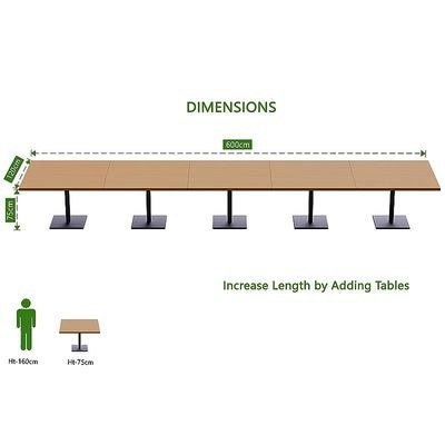 Ristoran 500X500E-600 20 seater Square Base Cafe-Dining-Meeting Table Light Walnut - Image 4