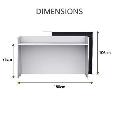 Zelda 26R001 Modern Reception Desk| Reception Counter | 180cm_White - Image 3