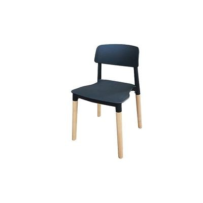 Mahmayi TJ HYL-088 Wooden Legs with Plastic moulded Dining Chair Black - Image 2